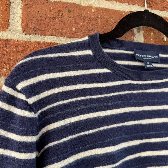 Peter Millar Women’s M Navy White Stripe Wool Silk Linen Sweater - Picture 2 of 9